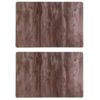 Tafel placemats - Set van 2x stuks - houten planken print - 43 x 28 cm - pvc - onderleggers
