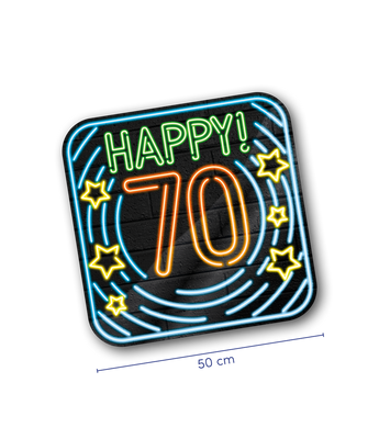 Huldeschild neon 70 jaar