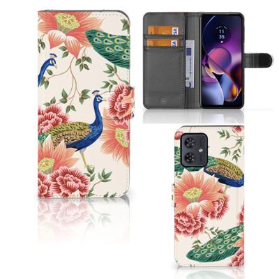 Telefoonhoesje | Met pasjeshouder | voor Motorola Moto G54 Pink Peacock Telefoonhoesje | Met pasjeshouder | voor Motorola Moto G54 Pink Peacock