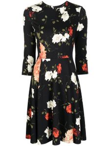 ERDEM robe courte évasée à fleurs - Noir