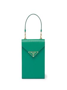 Prada mini sac en cuir à plaque logo - Vert