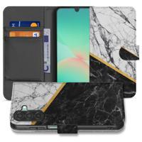 Samsung Galaxy A17 | Bookcase | Marmer Wit Zwart Gouden Lijn