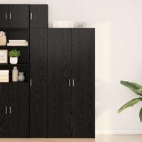 Highboard Zwart Eiken 40x42.5x185 cm Bewerkt Hout