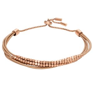 Fossil JF04472791 Armband leder-staal rosekleurig-nude 2 mm max. 21,5 cm