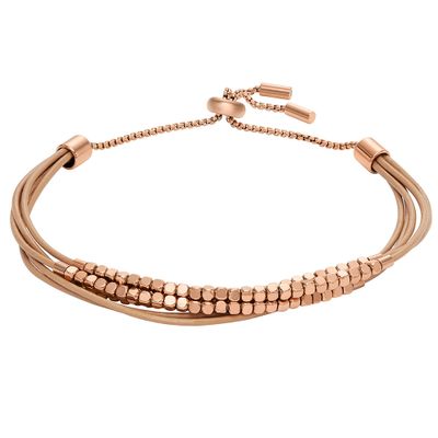 Fossil JF04472791 Armband leder-staal rosekleurig-nude 2 mm max. 21,5 cm