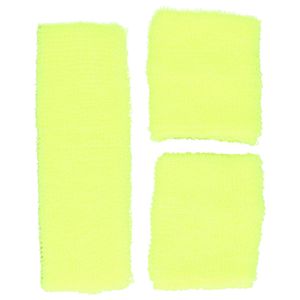 Guirca verkleed accessoire zweetbandjes set - neon geel - jaren 80/90 thema feestje - Verkleedsieraden