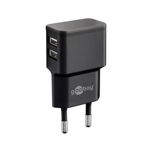 USB-A adapter - USB-A oplader - CEE 7/16 - USB-A adapter - 2 poorts - 2400mA - 12W - zwart