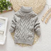 Grijze winter Kinder dikke effen kleur Knit Bottoming coltrui Pullover trui hoogte: 16 grootte (90-100cm)