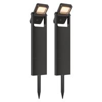 2x Alton - Solar tuinlantaarn - Kantelbaar - 3000K Warm wit licht - Zwart - Padverlichting
