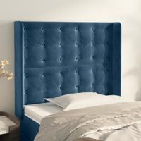 Hoofdbord met randen 93x16x118/128 cm fluweel donkerblauw