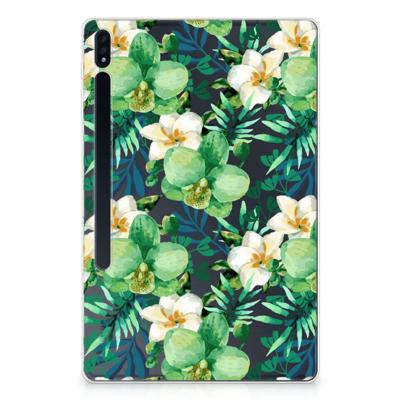 Samsung Galaxy Tab S7 Plus | S8 Plus | Siliconen hoesje | Orchidee Groen Samsung Galaxy Tab S7 Plus | S8 Plus | Siliconen hoesje | Orchidee Groen