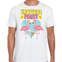 Tropical party T-shirt voor heren - tropisch feest - wit - carnaval/themafeest - thumbnail