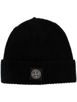 Stone Island bonnet nervuré à patch logo - Noir - thumbnail