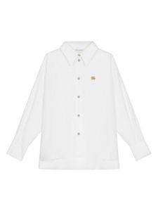 Dolce & Gabbana Kids chemise en coton à plaque logo - Blanc