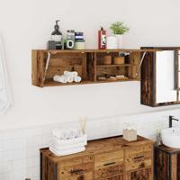 Badkamerwandkast 100x25x30 cm bewerkt hout oud houtkleurig