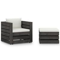 2-delige Loungeset met kussens grijs geïmpregneerd hout 2-delige Loungeset met kussens grijs geïmpregneerd hout