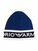 Emporio Armani Kids bonnet à logo intarsia - Bleu