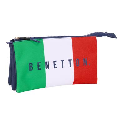 Pennenetui met 3 vakken Benetton Flag Marineblauw 22 x 12 x 3 cm