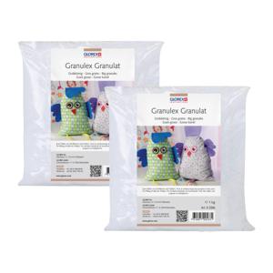 Glorex Hobby vulmateriaal - 2x - 1000 gram voor knuffels/kussens - wit - Granulex grove korrels