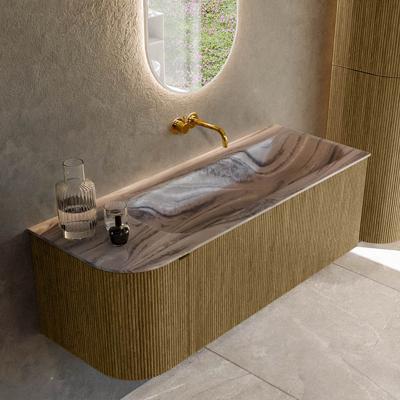 Badmeubel Mondiaz Kurve-Dlux | 125 cm | Meubelkleur Dusk | Wastafelkleur Sombra | Solid surface | Wasbak rechter zijde spoelbak | Zonder kraangat(en)