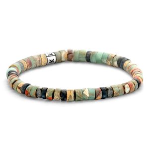 Frank 1967 7FB-0423 Rekarmband met natuurstenen beads groen-zwart