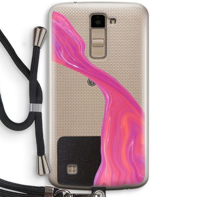 Paarse stroom: LG K10 (2016) Transparant Hoesje met koord