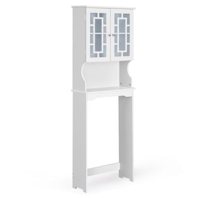 Ruimtebesparende Badkamer Ruimte Boven Het Toilet met 3 Planken Vrijstaand Toiletrek met Verstelbare Binnen Plank en Verzamelkast (Wit)