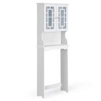 Ruimtebesparende Badkamer Ruimte Boven Het Toilet met 3 Planken Vrijstaand Toiletrek met Verstelbare Binnen Plank en Verzamelkast (Wit)