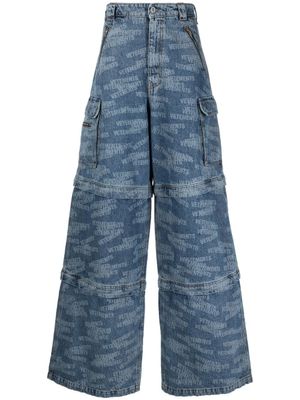 VETEMENTS jean Transformer à logo imprimé - Bleu
