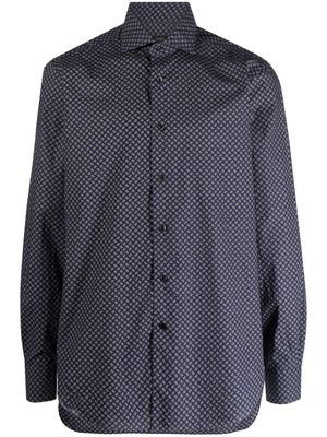 Barba chemise à motif géométrique - Bleu