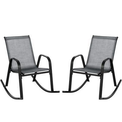 Set van 2 Schommelstoelen met Ademende Stoffen Zitting Tuinstoelen Schommelstoel voor Tuin/Balkon Grijs