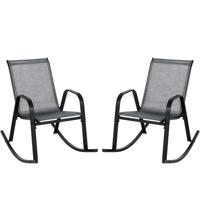 Set van 2 Schommelstoelen met Ademende Stoffen Zitting Tuinstoelen Schommelstoel voor Tuin/Balkon Grijs