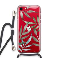 Tropical watercolor leaves: iPhone SE 2020 Transparant Hoesje met koord