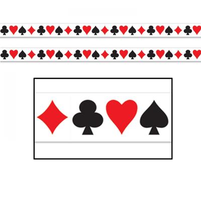 Markeerlint casino/kaartspellen - 2x - 6 meter - Decoratie lint Las Vegas versiering/feestartikelen