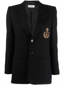 Saint Laurent blazer à logo brodé - Noir