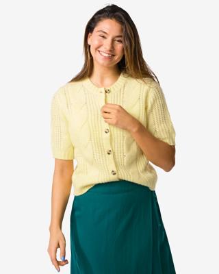 HEMA Damesvest Foxi fijngebreid kabel geel (geel)