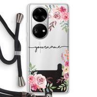 Rozen: Huawei P50 Pro Transparant Hoesje met koord