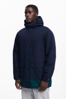 Tweekleurige parka met capuchon - BLUE - L