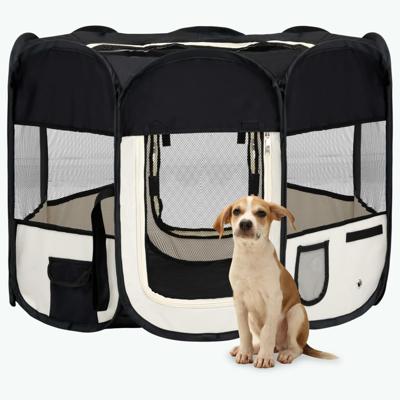 VidaXL Hondenren inklapbaar met draagtas 90x90x58 cm zwart