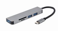 USB Type-C 3-poorts USB-hub (USB3.1 + USB 2.0) met kaartlezer
