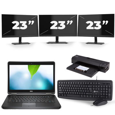 Dell Latitude E5440 - Intel Core i3-4e Generatie - 14 inch - 8GB RAM - 256GB SSD - Windows 11 + 3x 23 inch Monitor