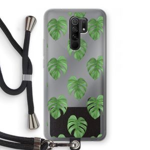 Monstera leaves: Xiaomi Redmi 9 Transparant Hoesje met koord