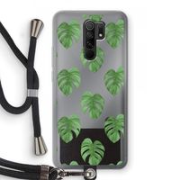 Monstera leaves: Xiaomi Redmi 9 Transparant Hoesje met koord
