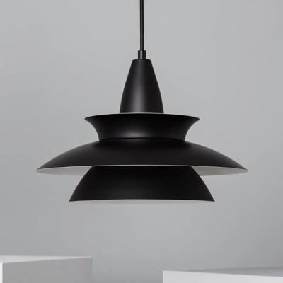 Retro hanglamp &apos;Bally&apos; zwart E27 fitting groot modern aluminium 33 cm