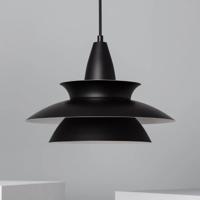 Retro hanglamp &apos;Bally&apos; zwart E27 fitting groot modern aluminium 33 cm