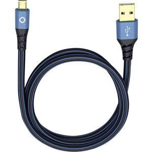 Oehlbach USB Plus Micro USB 2.0 [1x USB-A 2.0 stekker - 1x Micro-USB 2.0 B stekker] 3.00 m Blauw Vergulde steekcontacten