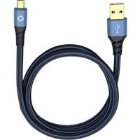 Oehlbach USB Plus Micro USB 2.0 [1x USB-A 2.0 stekker - 1x Micro-USB 2.0 B stekker] 3.00 m Blauw Vergulde steekcontacten - thumbnail