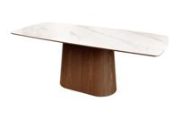 Eettafel UNIQUE 200cm frame donker notenhout fineer keramiek wit marmeren blad - 45139