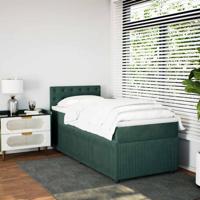 Boxspring met matras fluweel donkergroen 90x200 cm