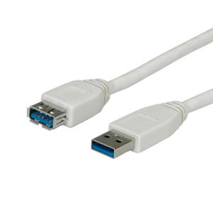 VALUE USB 3.2 Gen 1 Kabel, type A-A, M/F, wit, 0,8 m